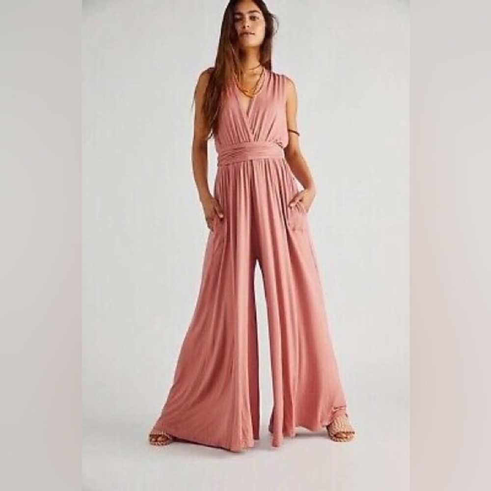 FREE PEOPLE BEACH DANI CONVERTIBLE ONE PIECE JUMPER JUMPSUIT BRICK
